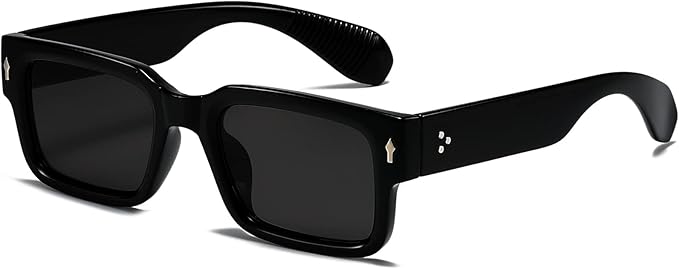 Square Frame Sunglasses for Women Men Trendy Chunky Rectangle Sun Glasses Black Shades UV400 Protection best for Men and Women and even looks good at OLD men