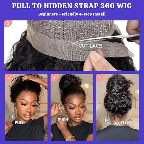 Deep Wave 360 Lace Front Wigs Human Hair 28 Inch Invisi Strap HD Full Lace Front Wigs Human Hair Pre Plucked with Drawstring 180 Density Curly Wig 360 Glueless Lace Frontal Wigs for Women