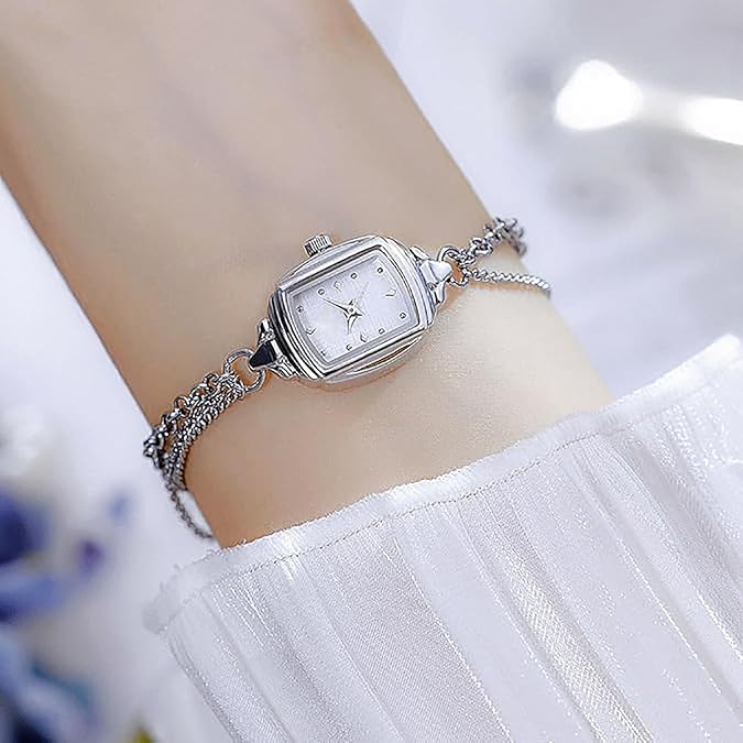 Womens Dainty Rectangle Ultra Thin Waterproof Quartz Watch Ladies Dress Elegant Analog Bracelet Watch