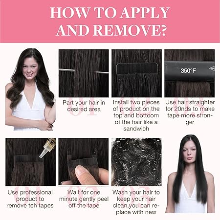 Tape in Hair Extensions Human Hair, 2 Dark Brown, 20inch 50g 20pcs, Skin Weft Seamless Invisible, Silky Straight with Thick Ends, Remy Human Hair