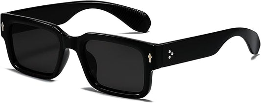 Square Frame Sunglasses for Women Men Trendy Chunky Rectangle Sun Glasses Black Shades UV400 Protection best for Men and Women and even looks good at OLD men