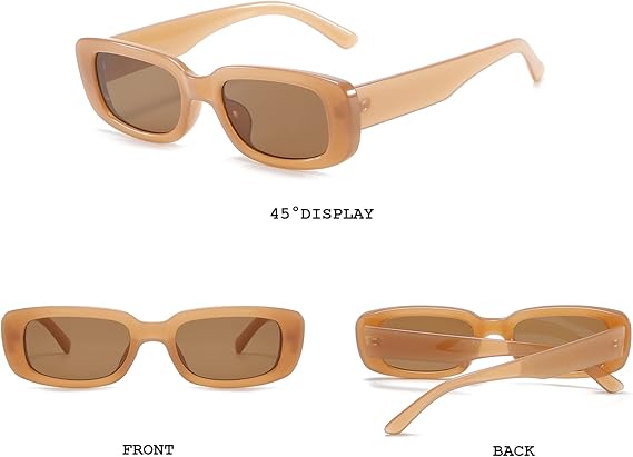 Rectangle Sunglasses for Women Retro Driving Glasses 90’s Vintage Fashion Narrow Square Frame UV400 Protection