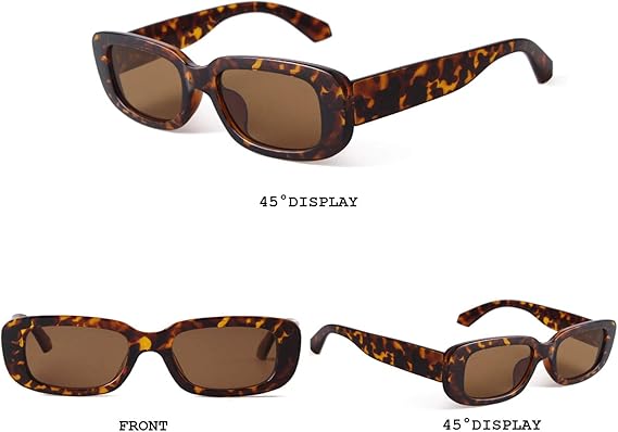 Rectangle Sunglasses for Women Retro Driving Glasses 90’s Vintage Fashion Narrow Square Frame UV400 Protection
