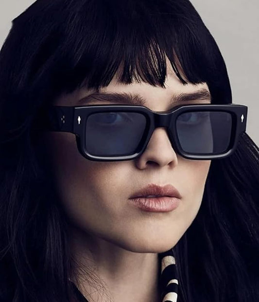 Square Frame Sunglasses for Women Men Trendy Chunky Rectangle Sun Glasses Black Shades UV400 Protection best for Men and Women and even looks good at OLD men