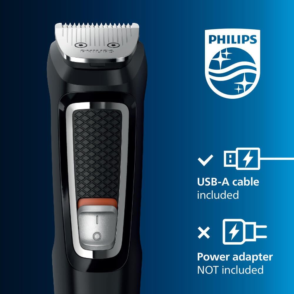 Norelco Philips Multigroom 3000 Series, All-in-One Trimmer, Beard Trimmer and Hair Clipper, 15-Piece Men's Grooming Kit for Head, Beard, Face, Nose, Ears, No Blade Oil Needed, Soft Pouch, MG3770/40
