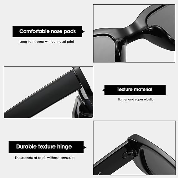 Rectangle Sunglasses for Women Retro Driving Glasses 90’s Vintage Fashion Narrow Square Frame UV400 Protection
