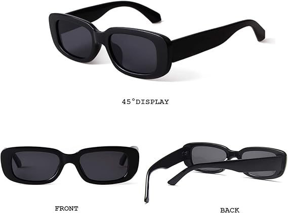 Rectangle Sunglasses for Women Retro Driving Glasses 90’s Vintage Fashion Narrow Square Frame UV400 Protection