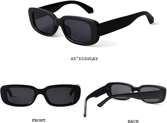 Rectangle Sunglasses for Women Retro Driving Glasses 90’s Vintage Fashion Narrow Square Frame UV400 Protection