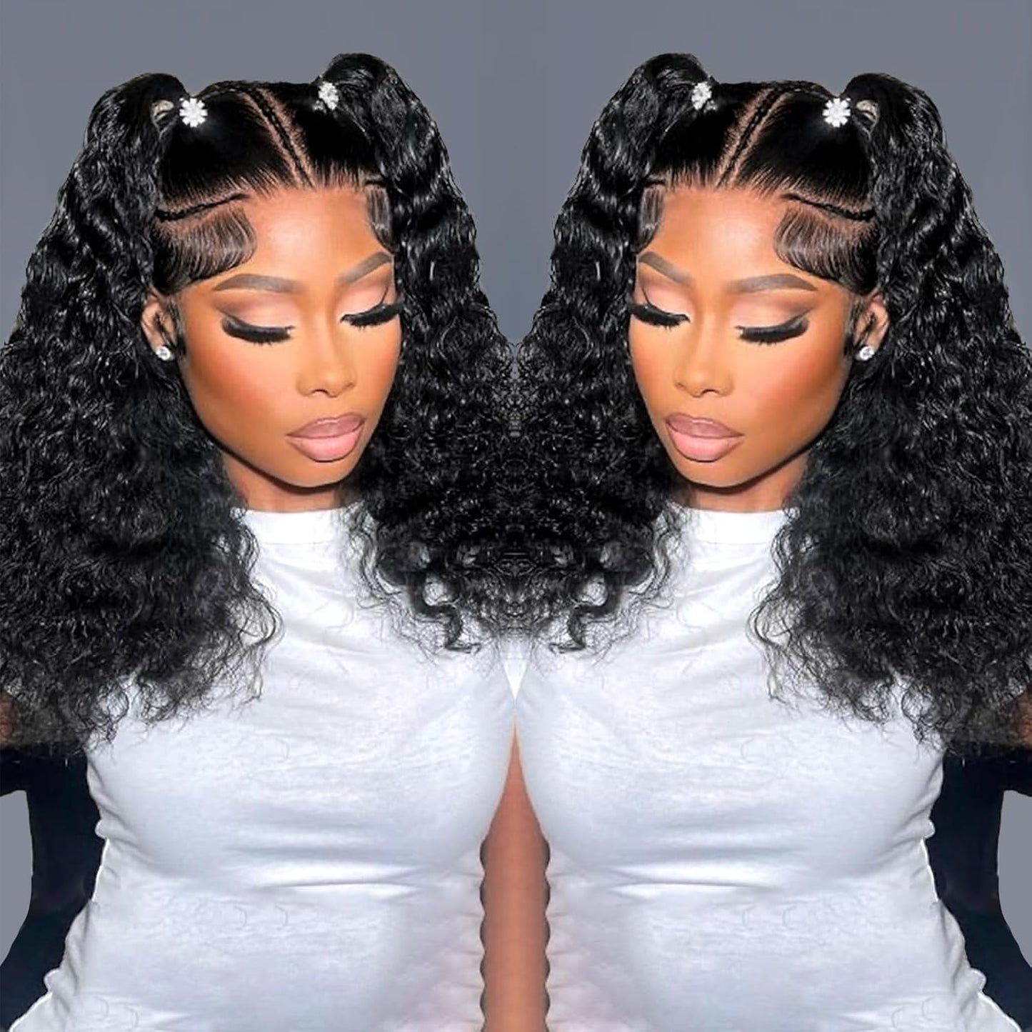 14Inch Short Curly Human Hair Wigs 180 Density 13x4 Curly Bob Wig Human Hair for Black Women 100% Virgin Human Hair Pre Plucked Wet and Wavy with Natural Hairline