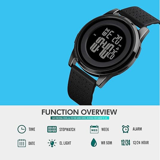 Mens Watch Ultra-Thin Digital Sports Watch Waterproof Stainless Steel Fashion Wrist Watch for Men Women