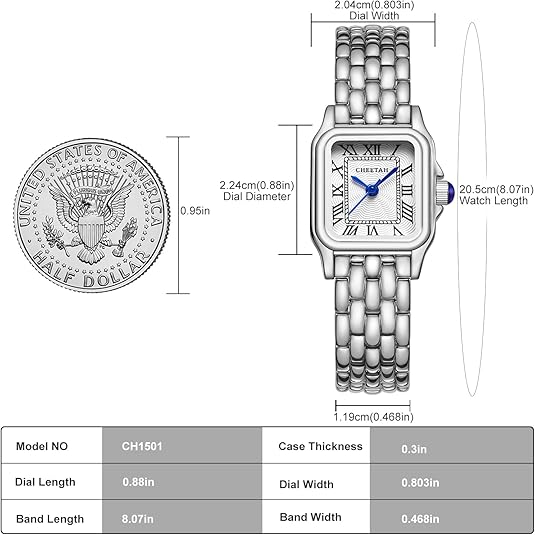 Gold Watches for Women with Small Vintage Bracelet, Rectangular Case Roman Dial
