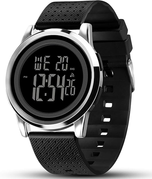 Mens Watch Ultra-Thin Digital Sports Watch Waterproof Stainless Steel Fashion Wrist Watch for Men Women