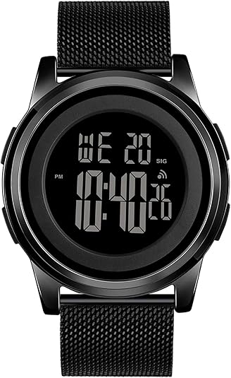Mens Watch Ultra-Thin Digital Sports Watch Waterproof Stainless Steel Fashion Wrist Watch for Men Women