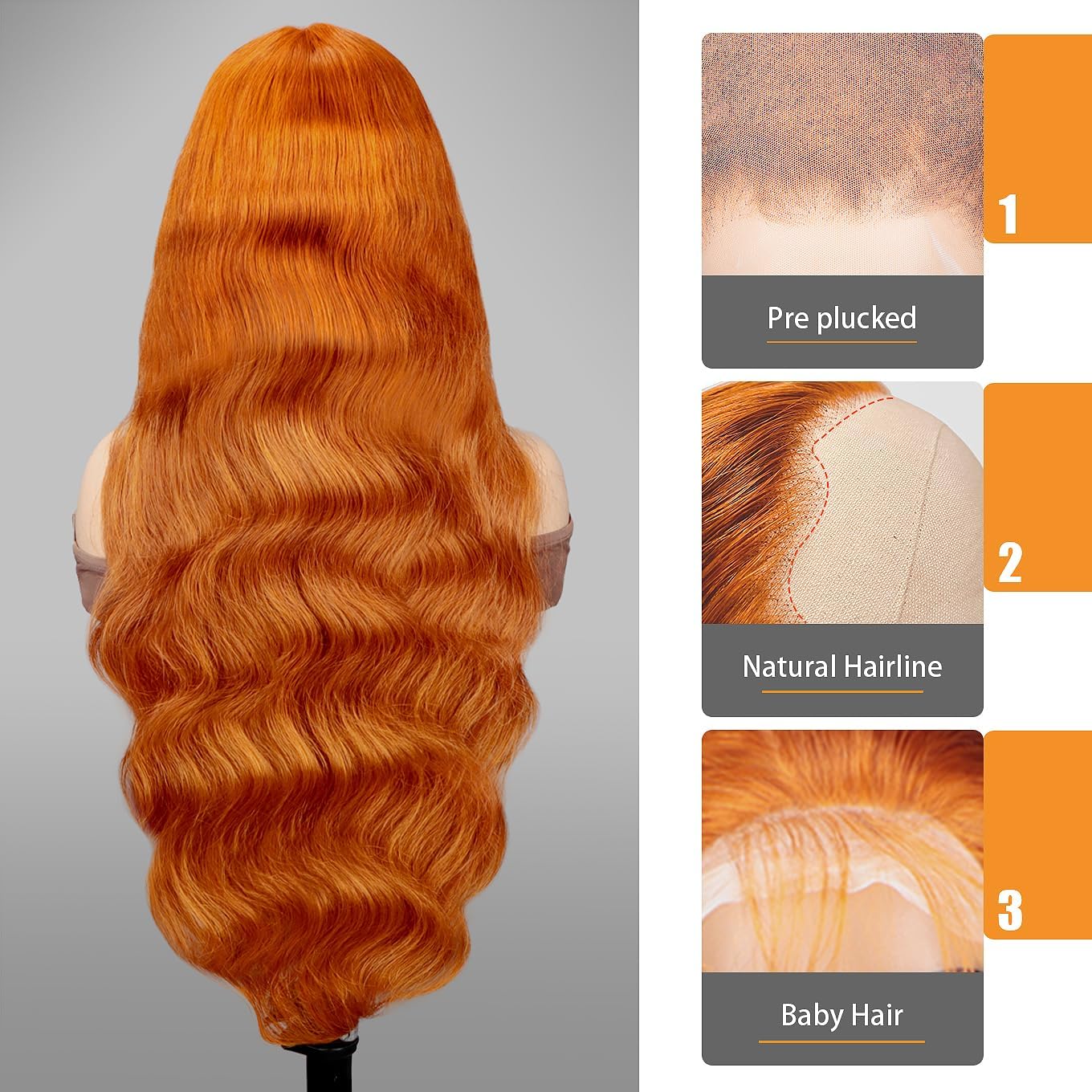 Ginger Lace Front Wigs Human Hair Body Wave 13x4 Transparent HD Lace Frontal Wigs Pre Plucked with Baby Hair for Black Women Human Hair Glueless Colored Wigs 28 inch