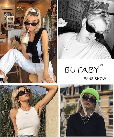 Rectangle Sunglasses for Women Retro Driving Glasses 90’s Vintage Fashion Narrow Square Frame UV400 Protection