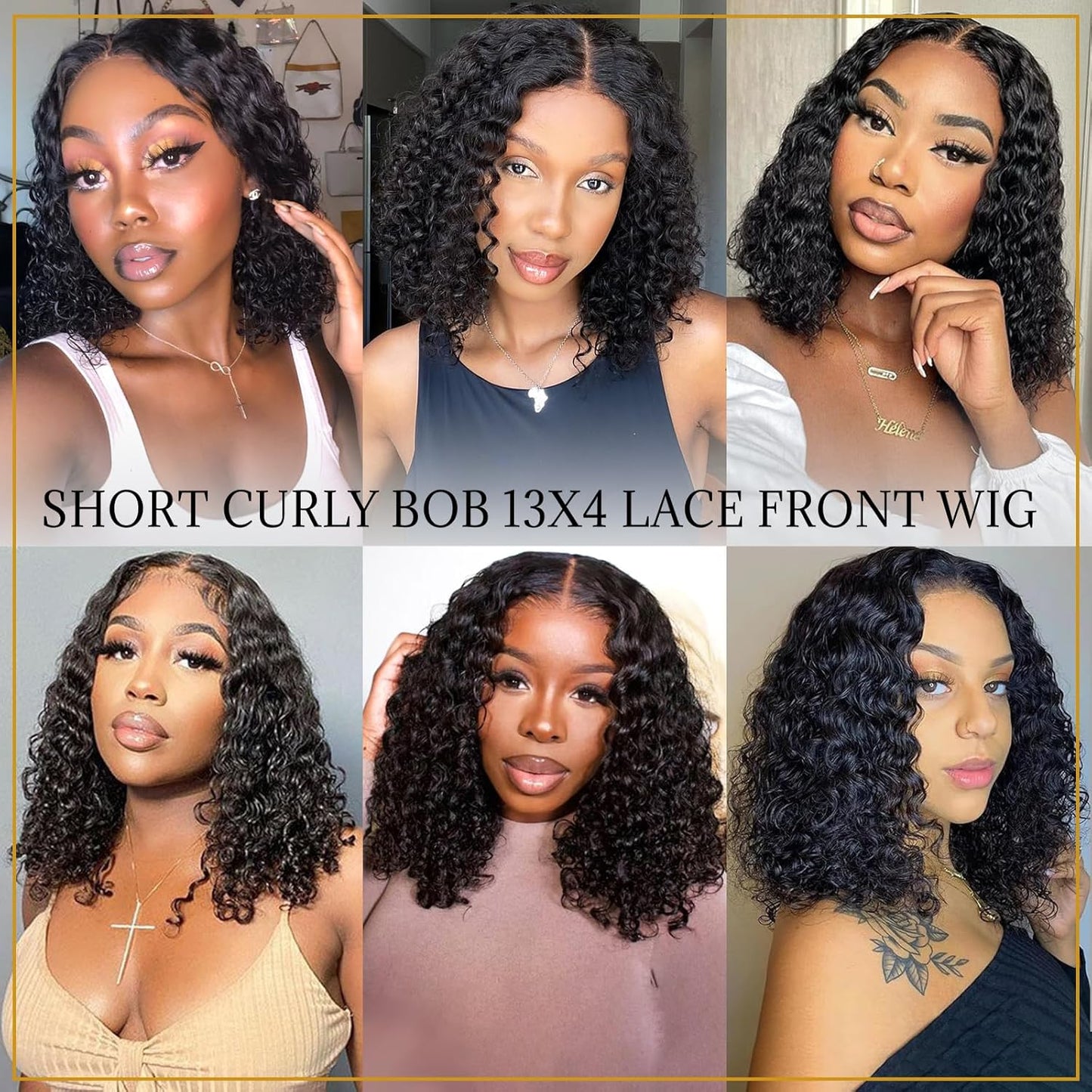 14Inch Short Curly Human Hair Wigs 180 Density 13x4 Curly Bob Wig Human Hair for Black Women 100% Virgin Human Hair Pre Plucked Wet and Wavy with Natural Hairline
