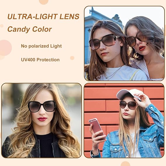 4 Pcs Women Large Sunglasses, UV 400 Glasses Oversized Classic Trend Ladies Sunglasses Sparkling Large Frame